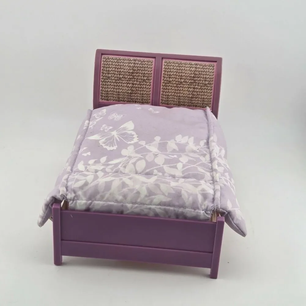 Fisher Price Loving Family Doll Bed Parent Bedroom 2011 Purple Butterfly